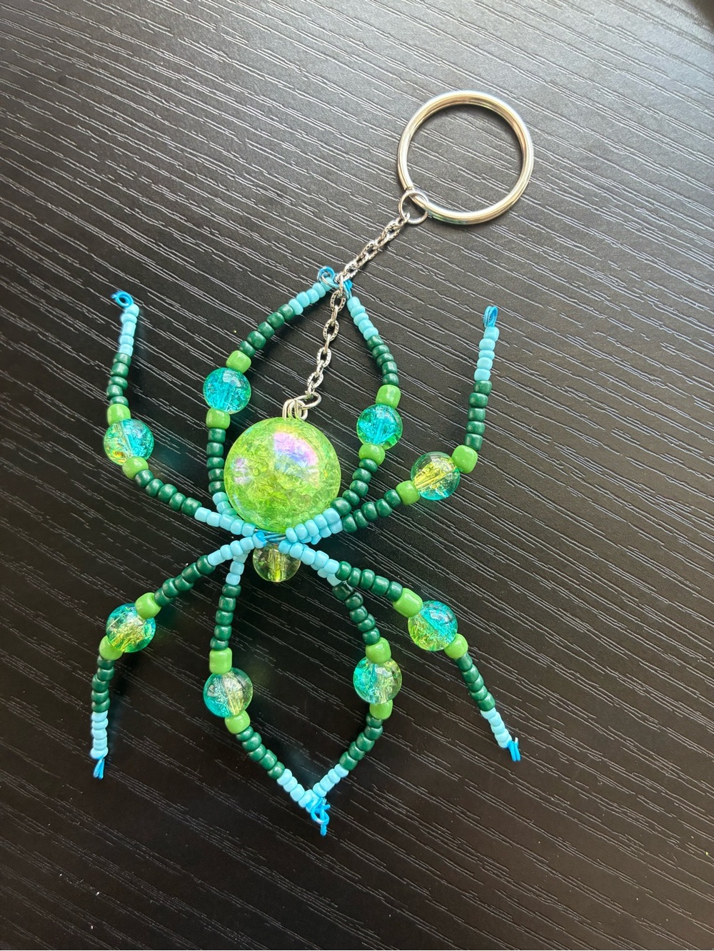 Handmade Green Bead Keychain - Picture 3 of 3